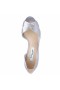Women Nina Shoes Wide Widths | Contesa Silver Satin D'orsay Pumps With A Peep-toe On A Mid-heel