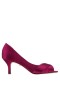Women Nina Shoes Wide Widths | Contesa Wine Satin D'orsay Mid-heel Pumps With A Peep-toe