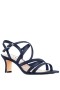 Women Nina Shoes Wide Widths | Genaya New Navy Satin Strappy Mid-heel dressy Sandal