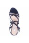 Women Nina Shoes Wide Widths | Genaya New Navy Satin Strappy Mid-heel dressy Sandal