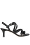 Women Nina Shoes Wide Widths | Genaya Noir Satin Strappy Mid-heel dressy Sandal