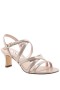 Women Nina Shoes Wide Widths | Genaya Taupe Satin Strappy Mid-heel dressy Sandal