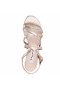 Women Nina Shoes Wide Widths | Genaya Taupe Satin Strappy Mid-heel dressy Sandal
