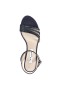 Women Nina Shoes Wide Widths | Nelena Navy Textured Metallic With Matching Crystals Low-heel Sandals With Ankle-strap
