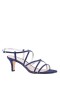 Women Nina Shoes Wide Widths | Neli Navy Suedette Strappy Mid-heel Sandal