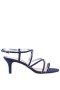 Women Nina Shoes Wide Widths | Neli Navy Suedette Strappy Mid-heel Sandal