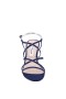 Women Nina Shoes Wide Widths | Neli Navy Suedette Strappy Mid-heel Sandal