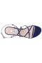 Women Nina Shoes Wide Widths | Neli Navy Suedette Strappy Mid-heel Sandal