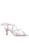 Women Nina Shoes Wide Widths | Neli Silver Glitter Strappy Mid-heel Sandal