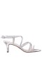 Women Nina Shoes Wide Widths | Neli Silver Glitter Strappy Mid-heel Sandal
