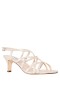 Women Nina Shoes Wide Widths | Neptune Platino Metallic Suedette Strappy Mid-heel Dressy Sandal