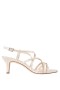 Women Nina Shoes Wide Widths | Neptune Platino Metallic Suedette Strappy Mid-heel Dressy Sandal