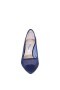 Women Nina Shoes Wide Widths | Niley New Navy Satin Low-heel Classic Dressy Pump
