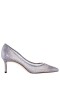 Women Nina Shoes Wide Widths | Niley Steel/light Gunmetal Mesh Low-heel Classic Dressy Pump