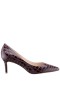 Women Nina Shoes Wide Widths | Nina60 Brown Croco Patent Leatherette Mid-heel Classic Pump