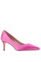 Women Nina Shoes Wide Widths | Nina60 Ultra Pink Satin Mid-heel Classic Pump