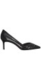 Women Nina Shoes Wide Widths | Noreen Black Satin With Crystals Mid-heel D'orsay Pumps With Pointed-toe