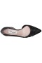 Women Nina Shoes Wide Widths | Noreen Black Satin With Crystals Mid-heel D'orsay Pumps With Pointed-toe
