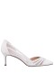 Women Nina Shoes Wide Widths | Noreen Ivory Satin With Crystals Mid-heel D'orsay Pumps With Pointed-toe