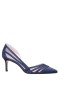 Women Nina Shoes Wide Widths | Noreen New Navy Satin With Crystals Mid-heel D'orsay Pumps With Pointed-toe