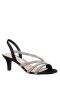 Women Nina Shoes Wide Widths | Noura Black Satin Crystal Slingback Mid-heel Evening Sandal