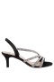 Women Nina Shoes Wide Widths | Noura Black Satin Crystal Slingback Mid-heel Evening Sandal