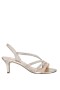 Women Nina Shoes Wide Widths | Noura Platino Glitter Crystal Slingback Mid-heel Evening Sandal