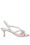 Women Nina Shoes Wide Widths | Noura Silver Glitter Crystal Slingback Mid-heel Evening Sandal