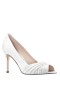 Women Nina Shoes Wide Widths | Rhiyana Ivory Satin Peep Toe High-heel Classic Pump