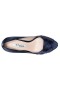 Women Nina Shoes Wide Widths | Rhiyana Navy Satin Peep Toe High-heel Classic Pump