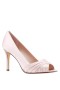 Women Nina Shoes Wide Widths | Rhiyana Pearl Rose Satin Peep Toe High-heel Classic Pump
