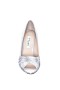 Women Nina Shoes Wide Widths | Rhiyana Silver Satin Peep Toe High-heel Classic Pump