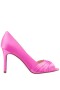 Women Nina Shoes Wide Widths | Rhiyana Ultra Pink Satin Peep Toe High-heel Classic Pump