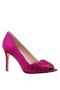 Women Nina Shoes Wide Widths | Rhiyana Wine Satin Peep Toe High-heel Classic Pump
