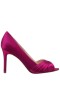 Women Nina Shoes Wide Widths | Rhiyana Wine Satin Peep Toe High-heel Classic Pump