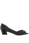 Women Nina Shoes Wide Widths | Rossie Black Satin Crystal Low-heel D'orsay Evening Pump