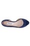 Women Nina Shoes Wide Widths | Rossie New Navy Satin Crystal Low-heel D'orsay Evening Pump
