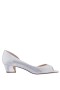 Women Nina Shoes Wide Widths | Rossie True Silver Satin Crystal Low-heel D'orsay Evening Pump