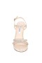 Women Nina Shoes Wide Widths | Saralyn Platino Metallic Suedette With Crystal Bands Platform Sandals On A High Block-heel With Ankle-strap