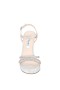 Women Nina Shoes Wide Widths | Saralyn True Silver Metallic Suedette With Crystal Bands Platform Sandals On A High-block Heel With Ankle-strap