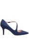 Women Nina Shoes Wide Widths | Thelma New Navy Peau Pointy-toe Mid-heel Classic Pump