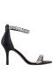 Women Nina Shoes Wide Widths | Vauna Black Satin Ankle-strap Mid-heel Evening Sandal