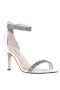 Women Nina Shoes Wide Widths | Vauna Ivory Satin Ankle-strap Mid-heel Evening Sandal