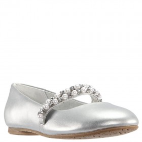 Kids Nina Shoes Ballet Flats | Nataly Silver Soft Nappa