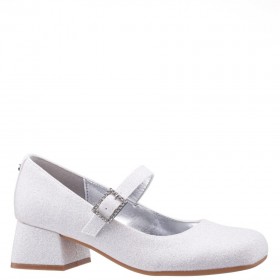 Kids Nina Shoes Dress Shoes | Mila White Glitter Heel Mary Jane Pumps
