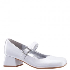 Kids Nina Shoes Dress Shoes | Mila White Patent Heel Mary Jane Pumps