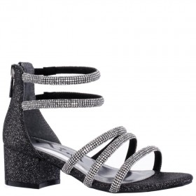 Kids Nina Shoes Sandals | Sparklar Black-fine Glitter Material