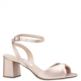 Women Nina Shoes Block Heels | Nigella Pearl Rose Satin Block-heel Sandals With Twist-front And Ankle-strap