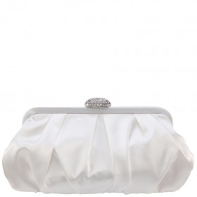 Women Nina Shoes Bridal Shoes | Concord Ivory Pleated Frame Clutch With Crystal Clasp