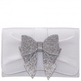 Women Nina Shoes Bridal Shoes | Etta White Metallic Shine Fabric Clutch